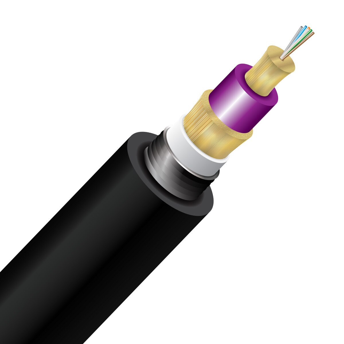 BendSafe® 6 Strand OM4 Armored Direct Burial Distribution PE/OSP/Burial - Bulk per Ft.